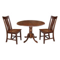 Solid Wood 3-Piece Dining Set with Dual Drop Leaf Table and 2 Splat Back Chairs J7859