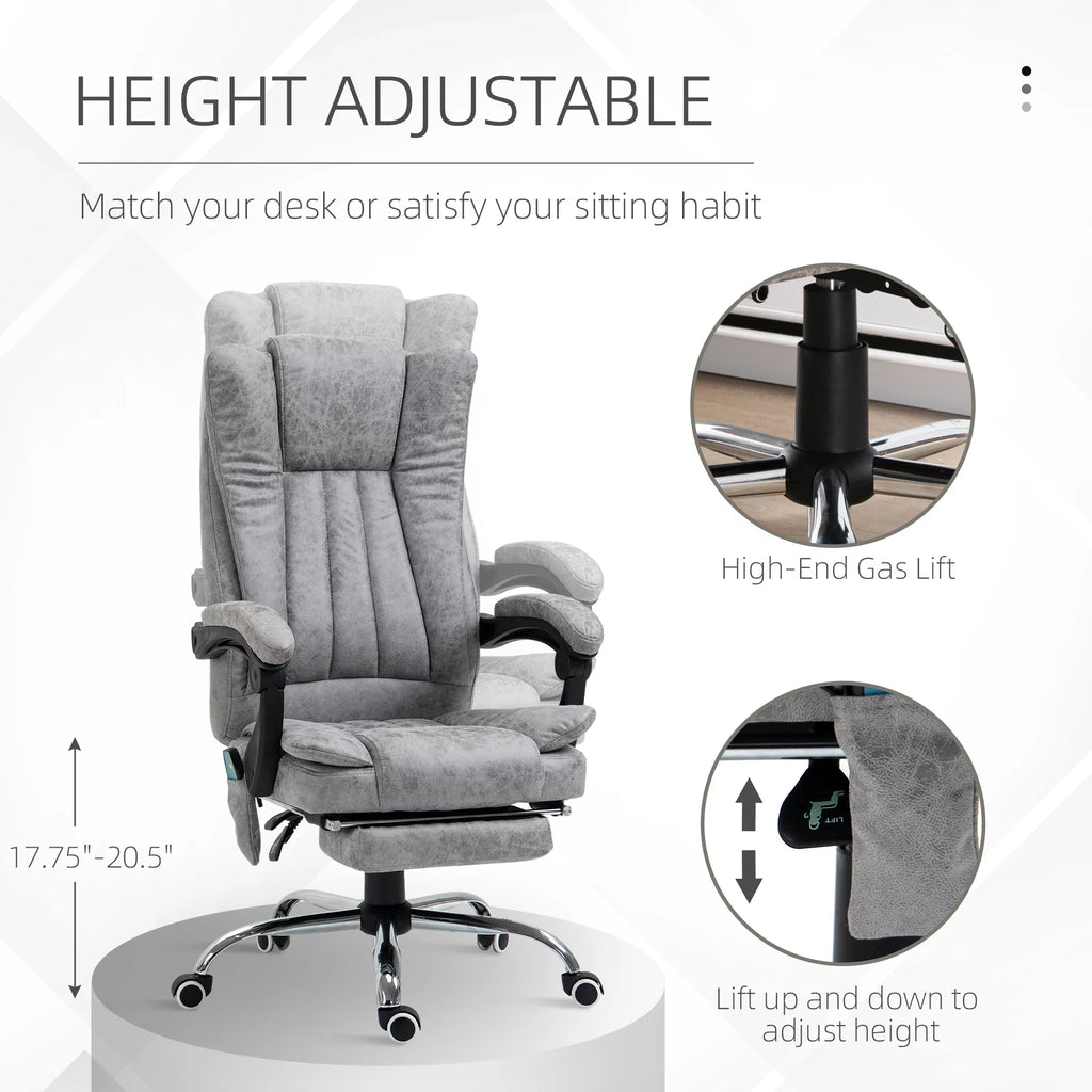 Gray Microfiber High Back Office Chair with Massage and Footrest A375