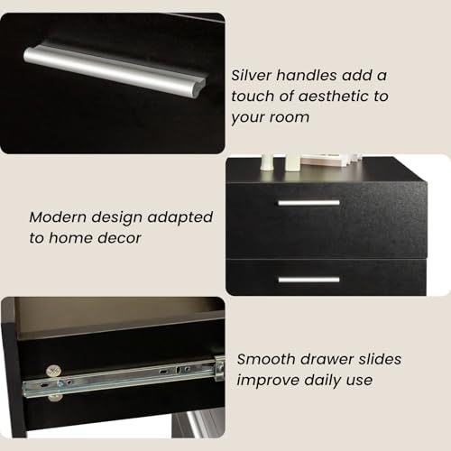Black 6 Drawer Wood Dresser T53305