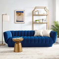Navy Vertical Channel Tufted Velvet Sofa K62812