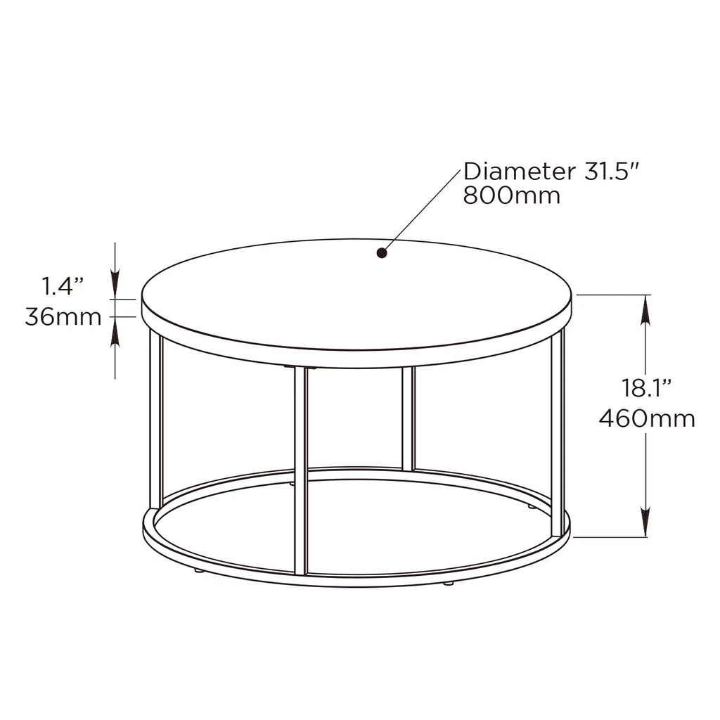 Black Marble Round Coffee Table Ottoman C234