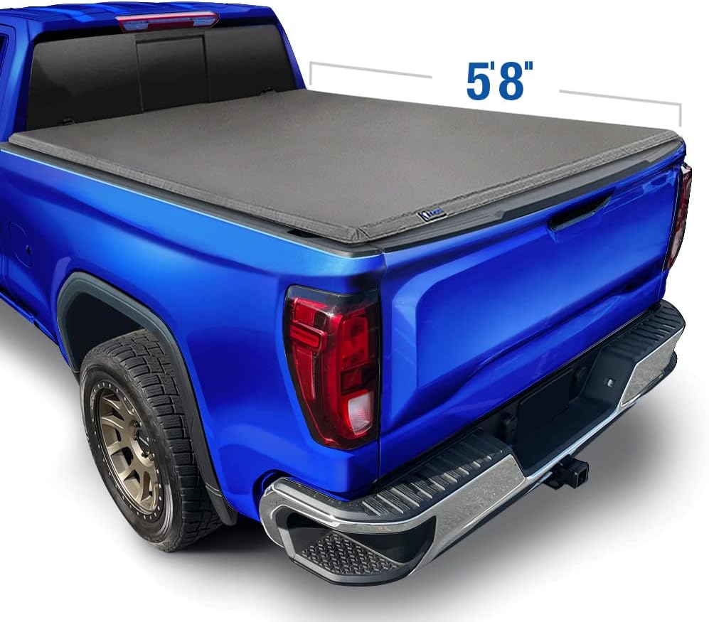 Soft Roll Up Truck Bed Tonneau Cover for 2019-2022 Chevy Silverado / GMC Sierra 1500, Fleetside 5'8 Bed, Black B93479