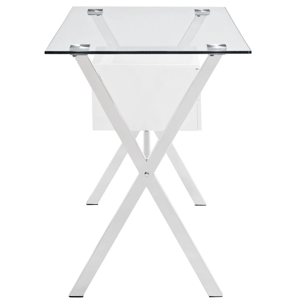 Glass Top Office Desk in White G5496