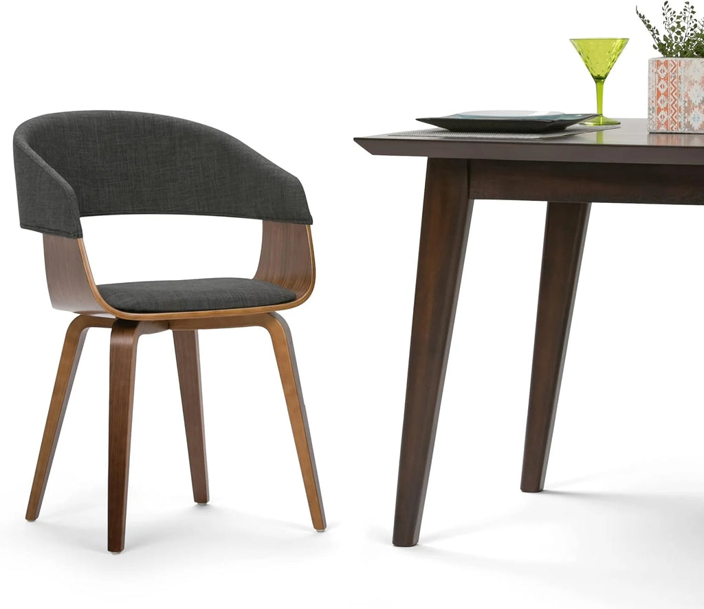Charcoal Grey Linen Look Fabric Dining Chair Q12744