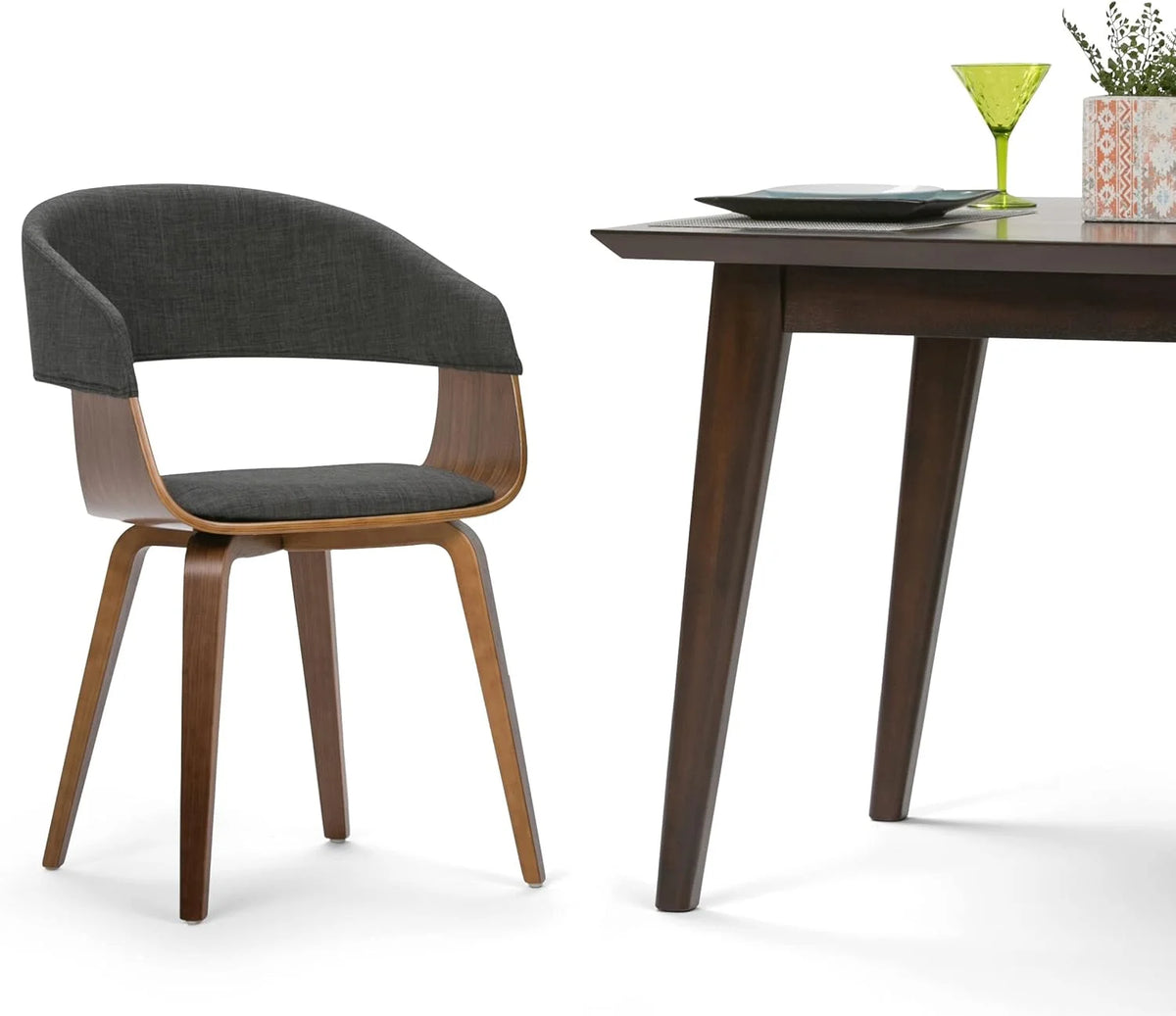 Charcoal Grey Linen Look Fabric Dining Chair Q12744