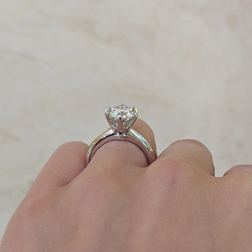 Platinum Plated Silver Solitaire Engagement Ring F561
