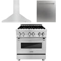30 in. Dual Fuel Range, Range Hood, Dishwasher R806
