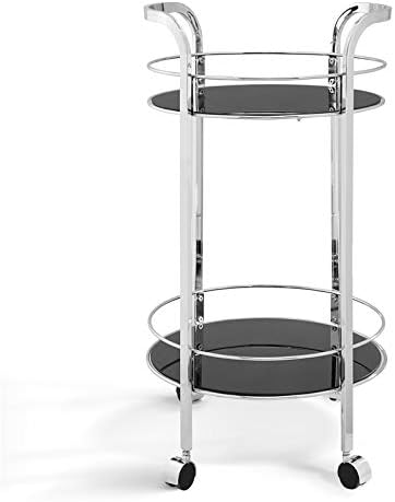 Chrome Metal and Glass Bar Cart U604