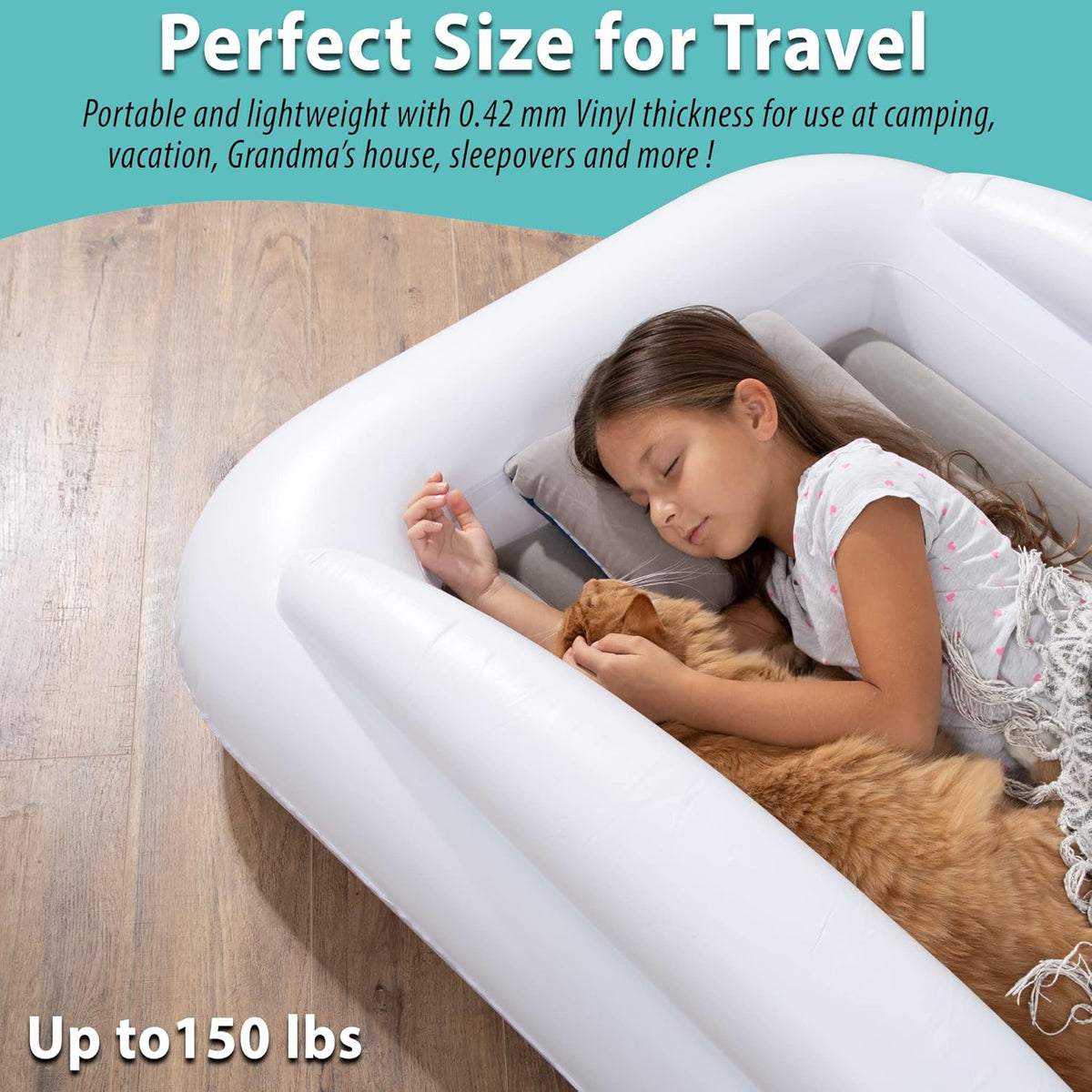 Portable Inflatable Toddler Travel Bed with Safety Bumper Sides Pack of 2 B475