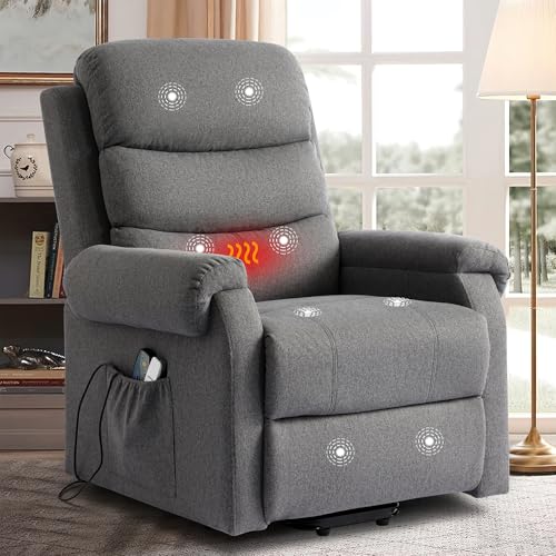 Dark Blue Power Lift Recliner Chair with Heat and Massage W446413