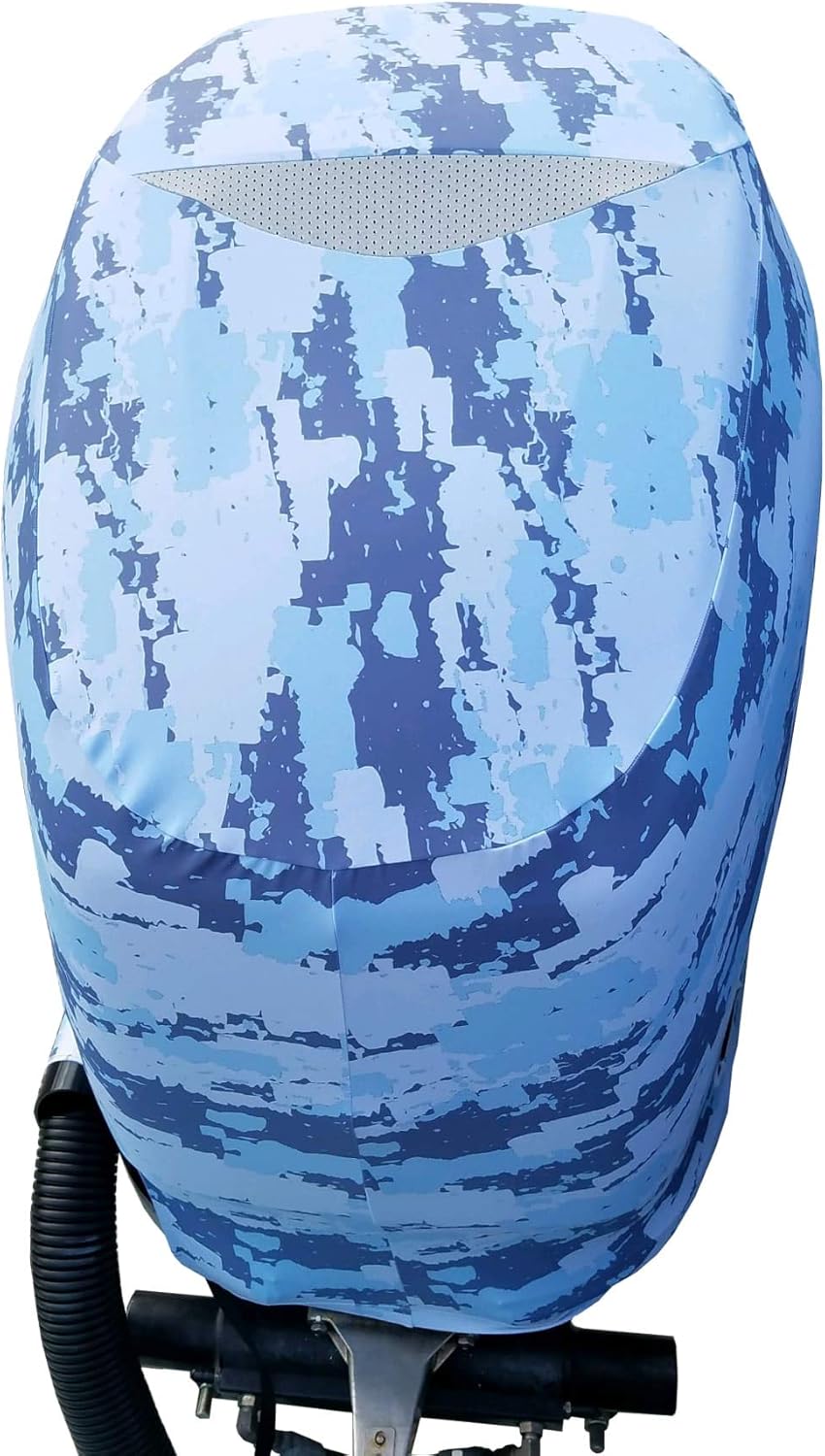Blue Digital Camo Outboard Motor Cover S475