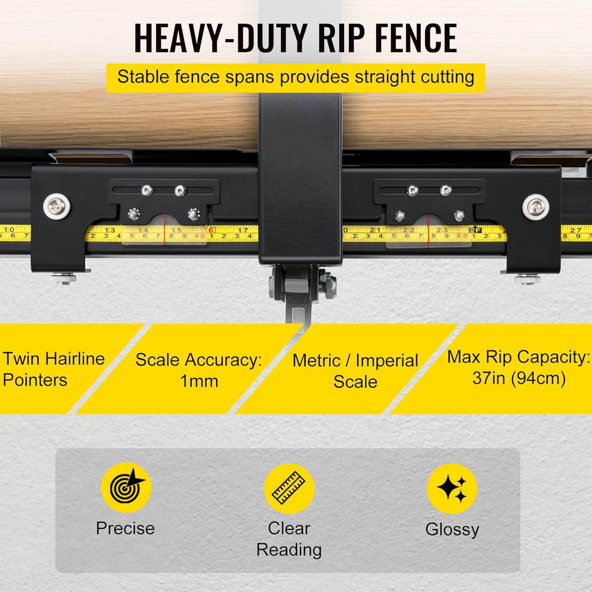 37×57 Table Saw Fence System with Front Guide Bar V20404
