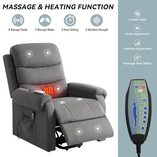 Dark Blue Power Lift Recliner Chair with Heat and Massage W446413