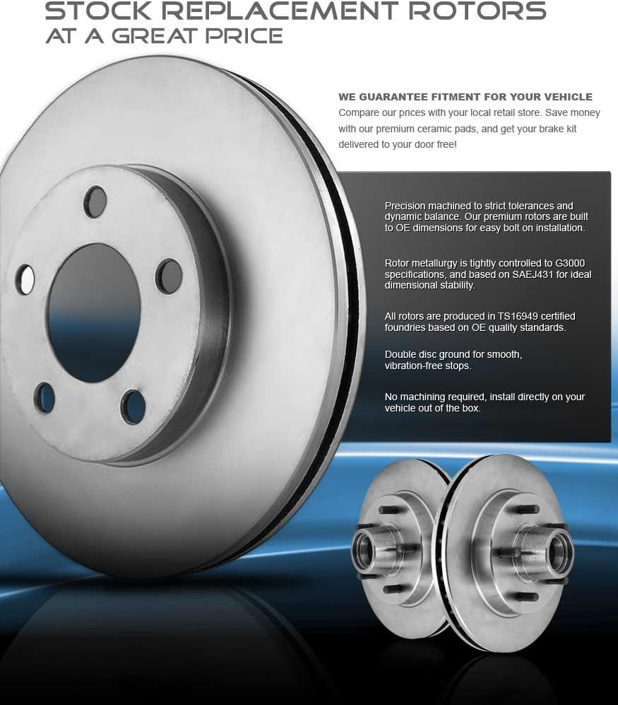 292 mm 5 Lug Brake Disc Rotors + Ceramic Brake Pads + Hardware F832607