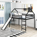 White Wood Twin Loft Bed with Slide and Staircase Y3177