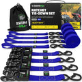 Ratchet Straps Tie Down Kit with Padded Handles & Coated S Hooks + Soft Loop Tie-Downs T46273
