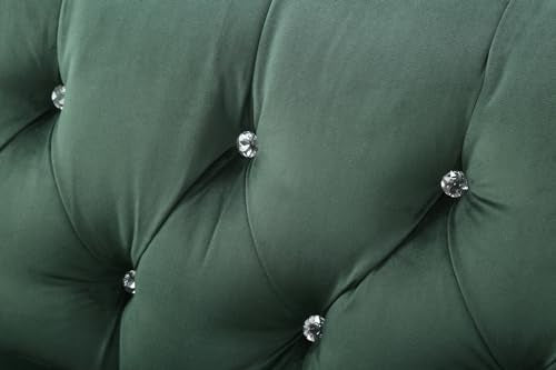 Green Deep Button Tufted Upholstered Sofa with Gold Legs K7069