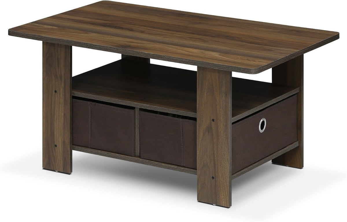Americano Medium Brown Coffee Table and End Table with Bin Drawer N738