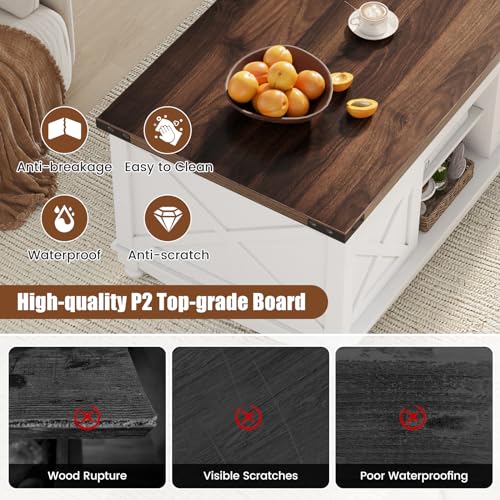 White Lift Top Coffee Table with Storage V3863