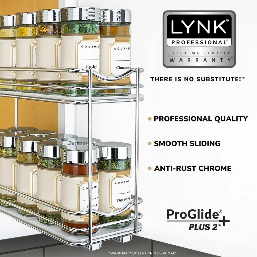 2 Tier Sliding Drawer Shelf Spice Rack Organizer, Brown L24526