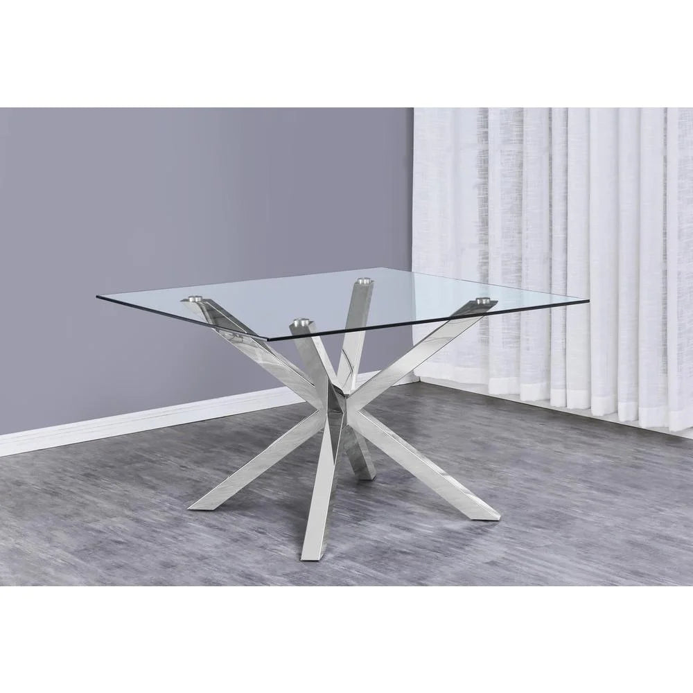 Clear Glass 5pc Dining Set with Silver Stainless Steel I1962