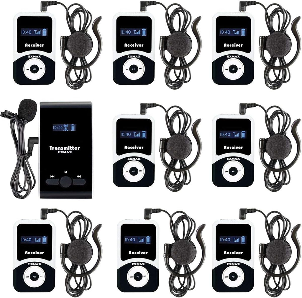 Wireless Tour Guide System Microphone Earphone Headset (1 Transmitter 10 Receivers) O8601