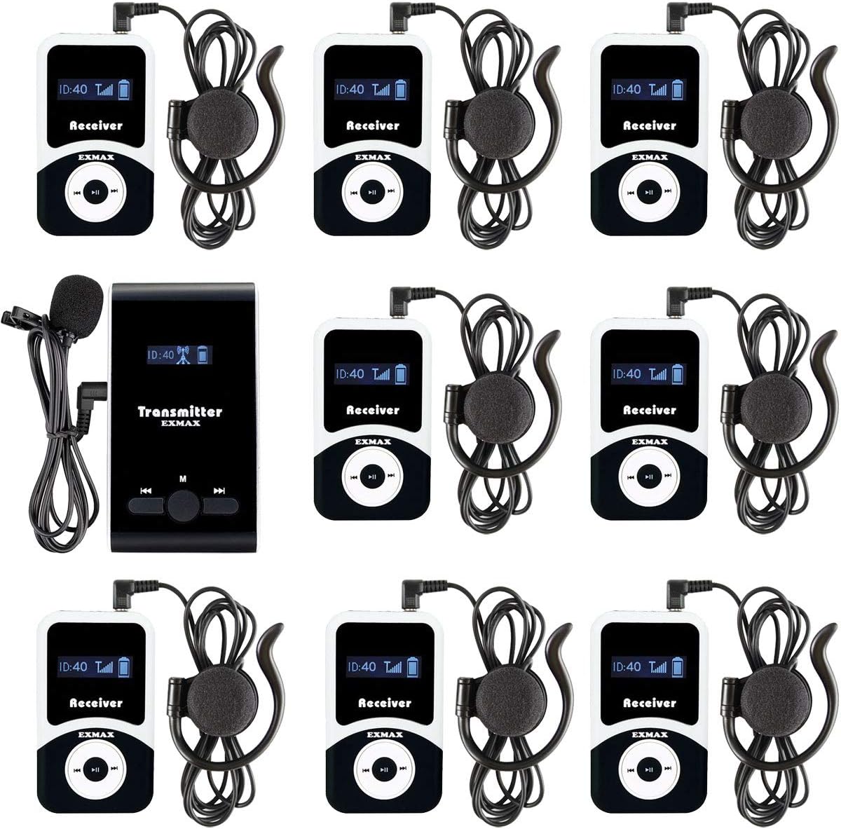 Wireless Tour Guide System Microphone Earphone Headset (1 Transmitter 10 Receivers) O8601