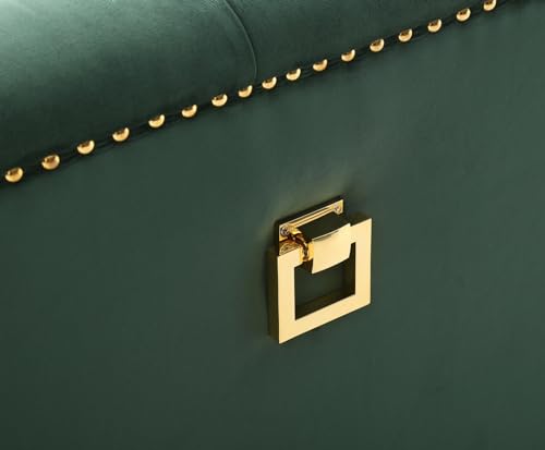 Green Deep Button Tufted Upholstered Sofa with Gold Legs K7069