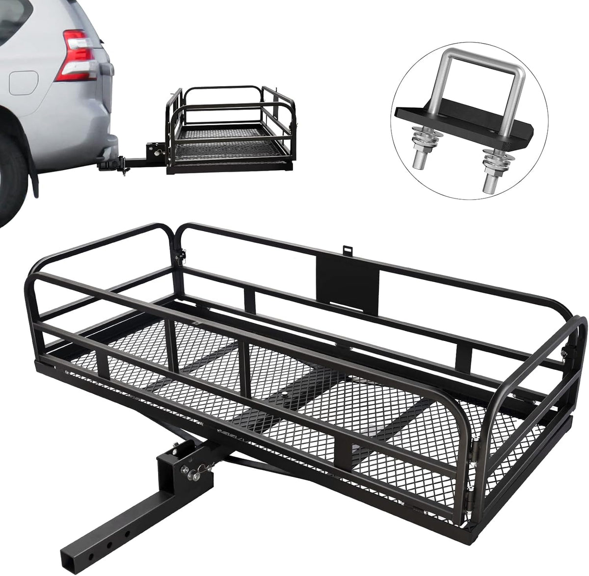 Hitch Mount Cargo Carrier Basket 500 LBS Folding 60 x 25.6 x 13.8 P167