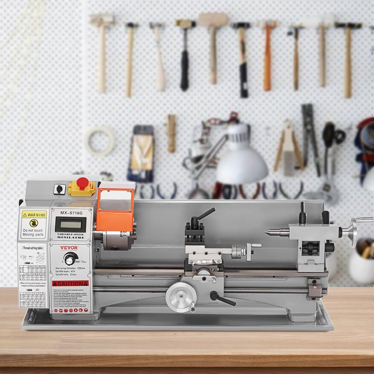 Mini Metal Lathe Machine, 7'' x 16'', 800W Precision Benchtop Power Metal Lathe H609