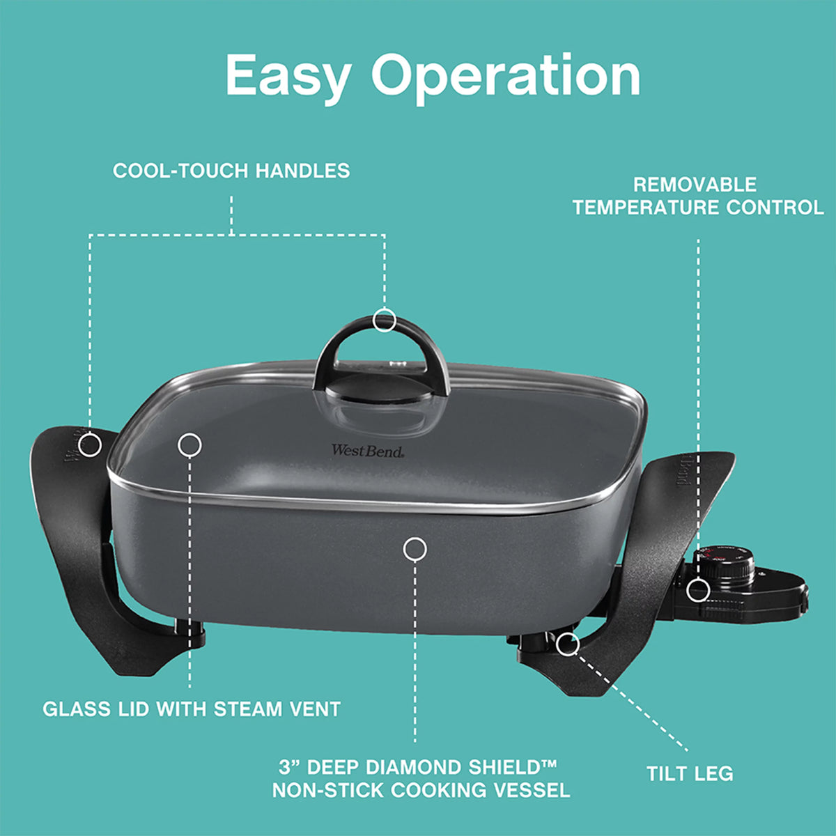 12-Inch Electric Skillet with Nonstick Coating V34542