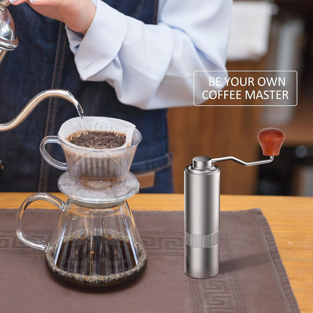 Manual Conical Stainless Steel Burr Coffee Grinder with Adjustable Grind Setting, 25g Capacity C6249