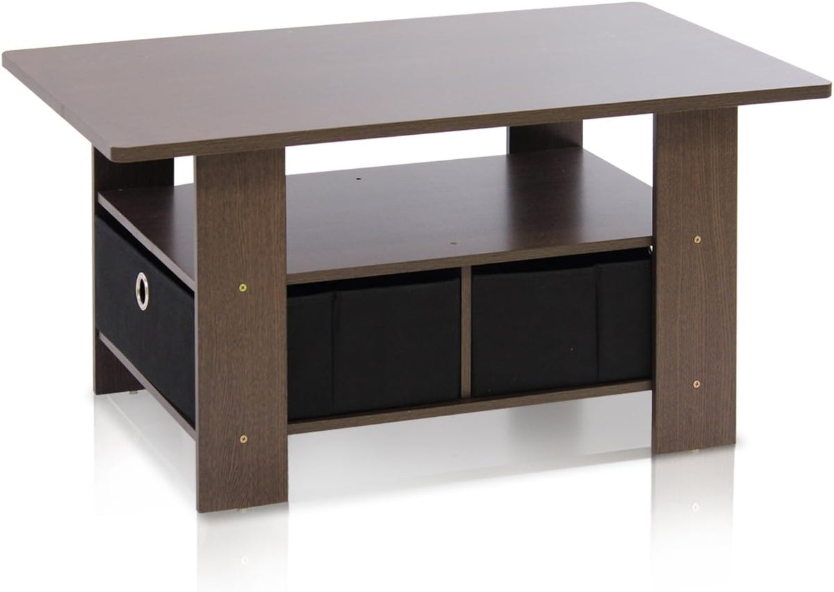 Americano Medium Brown Coffee Table and End Table with Bin Drawer N738