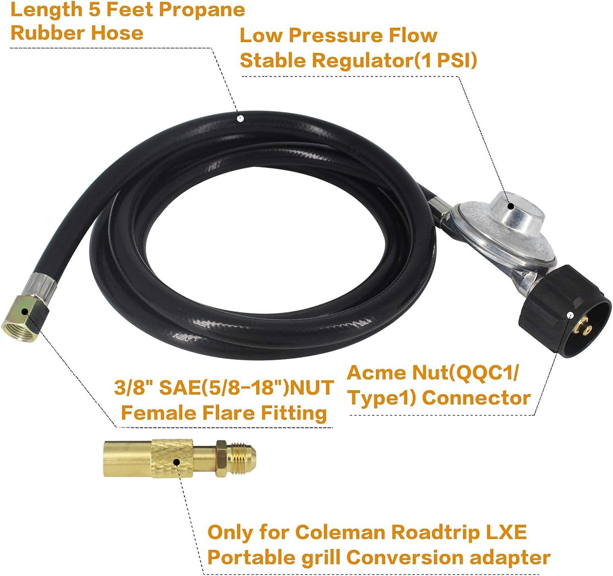 Universal Grill Regulator Hose with Threaded Regulator P589