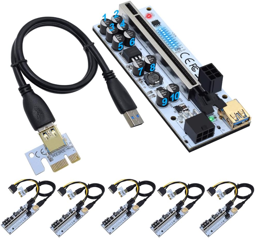 1X to 16X USB 3.0 PCIe Riser Card 6 PCS H40469