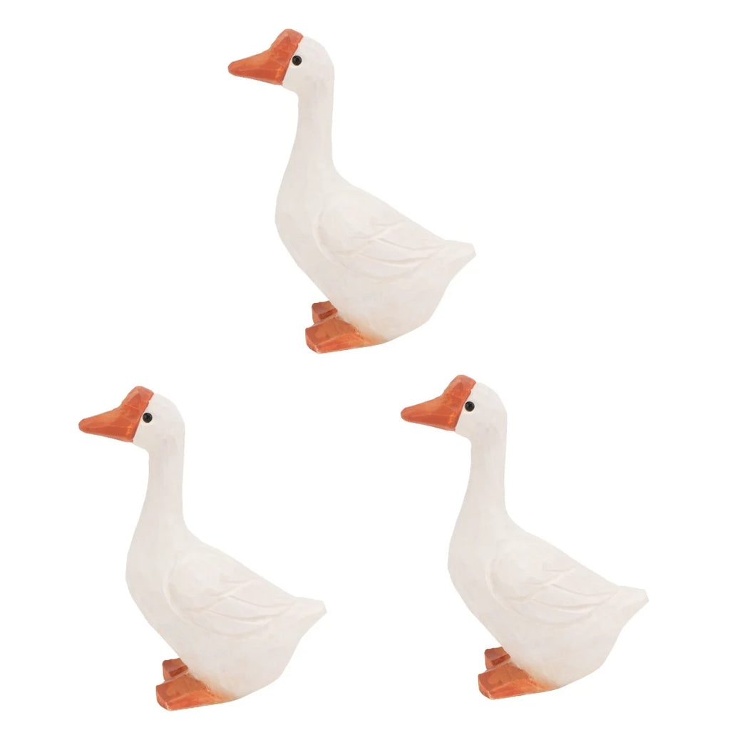 White 11x6cm Wooden Goose Ornaments P80564