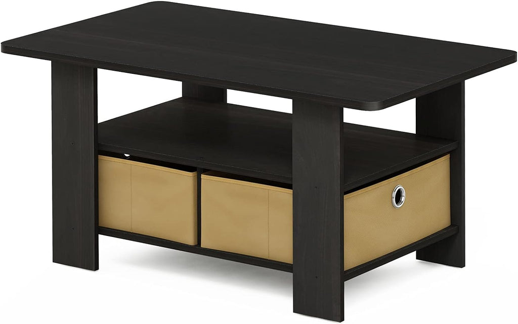 Americano Medium Brown Coffee Table and End Table with Bin Drawer N738