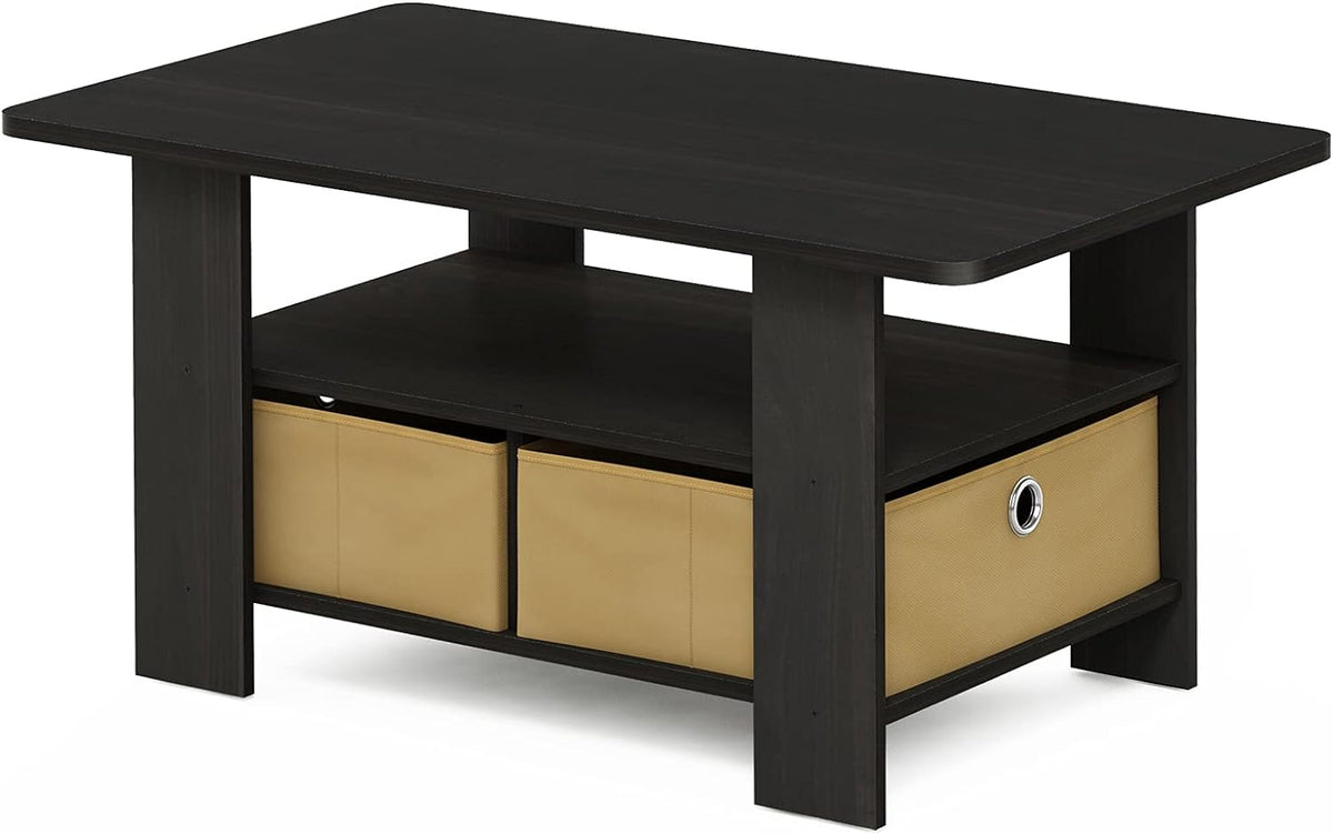 Americano Medium Brown Coffee Table and End Table with Bin Drawer N738