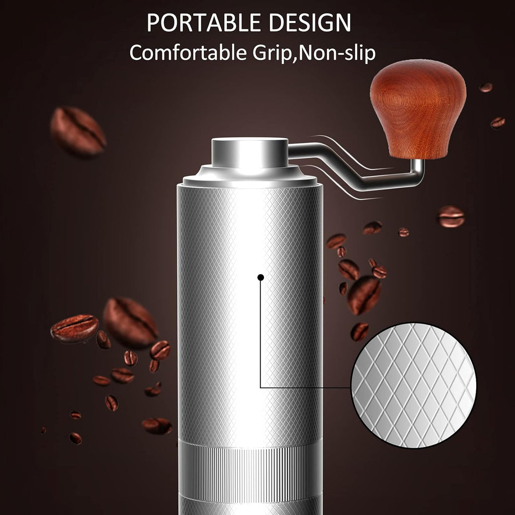 Manual Conical Stainless Steel Burr Coffee Grinder with Adjustable Grind Setting, 25g Capacity C6249