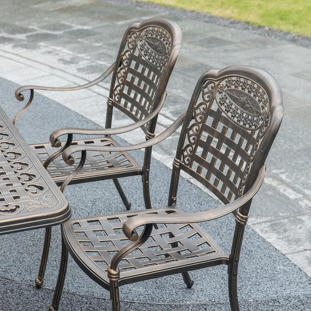 Bronze Cast Aluminum Dining Set 2 Chairs Y186
