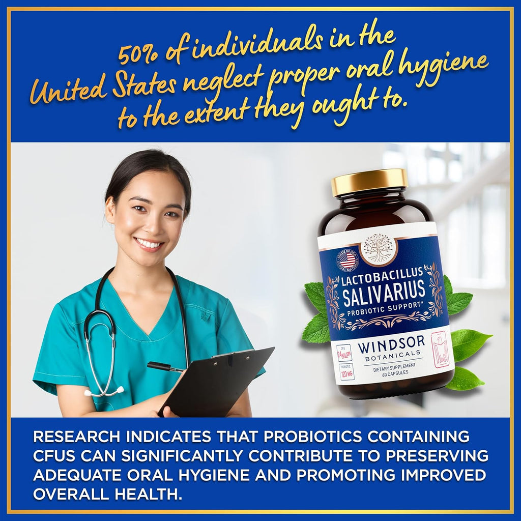 Lactobacillus Salivarius Probiotic Capsules, 24bn CFU, 2-Pack 120 Caps M61843