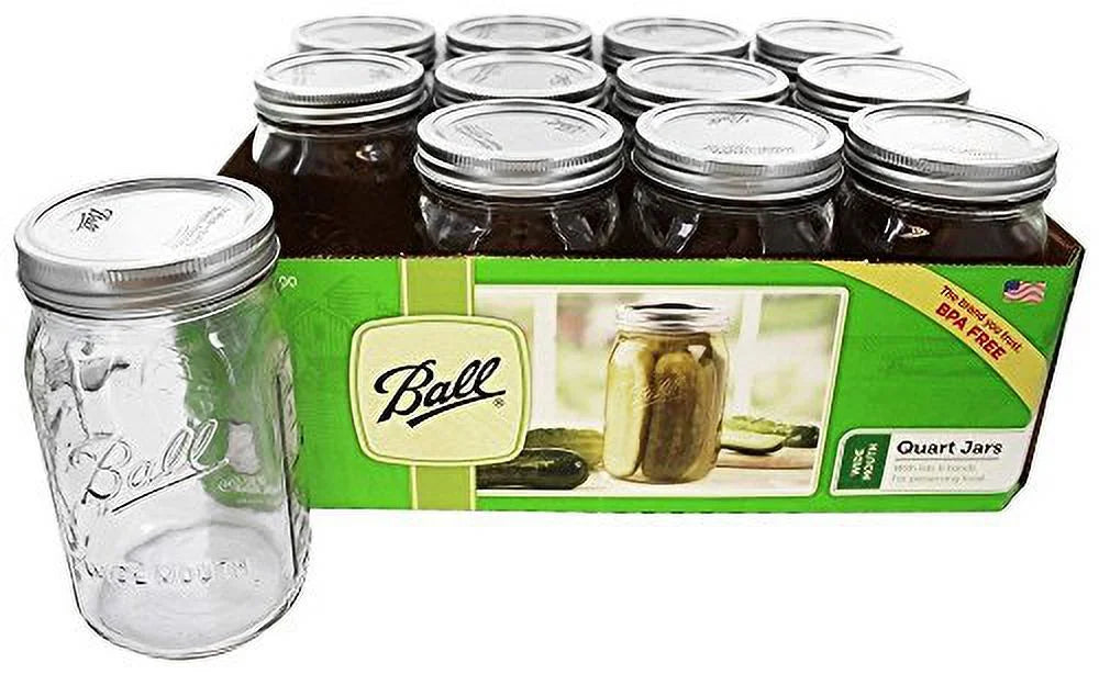 Clear 32 Ounce Quart Jar Set of 12 F598526