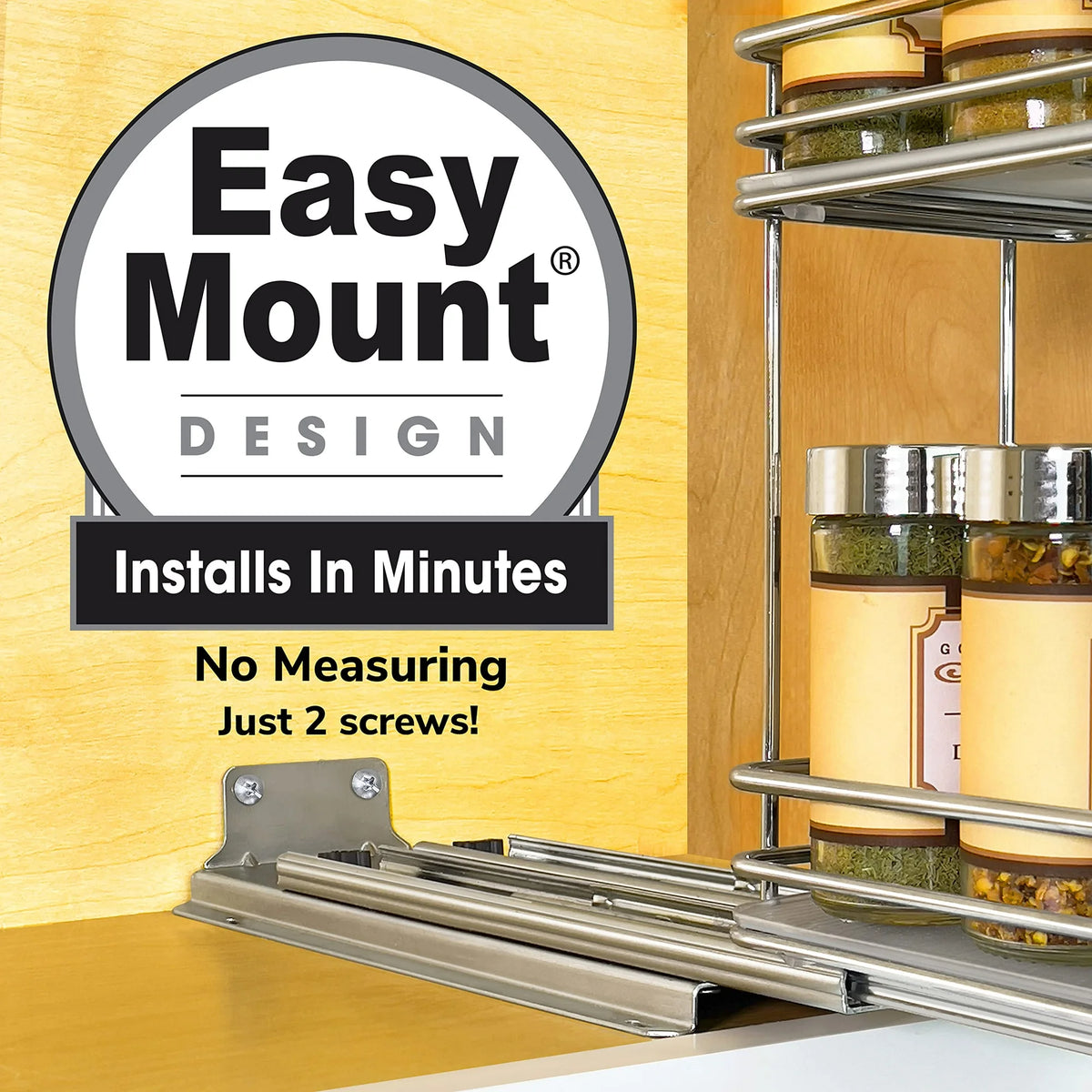 2 Tier Sliding Drawer Shelf Spice Rack Organizer, Brown L24526