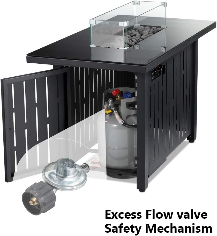 28 in 50,000 BTU Propane Gas Fire Pit Table with Volcanic Rock W5347