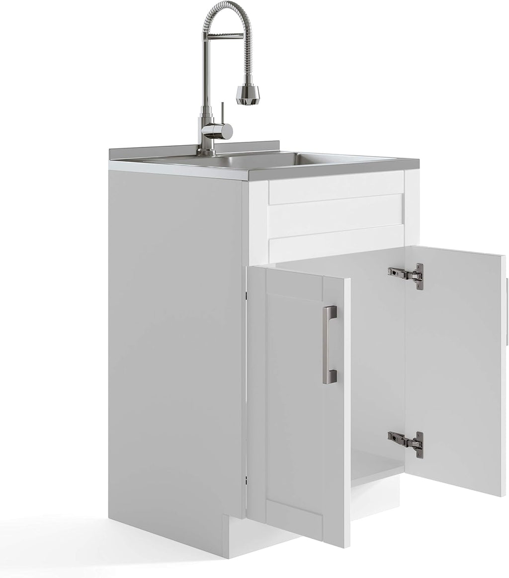 24 inch Laundry Cabinet with Faucet and Stainless Steel Sink U35261