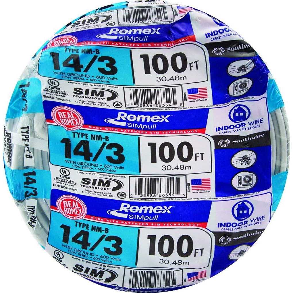 100' 14/3 with Ground Romex SIMpull Residential Indoor Electrical Wire Type NM-B, White L96427