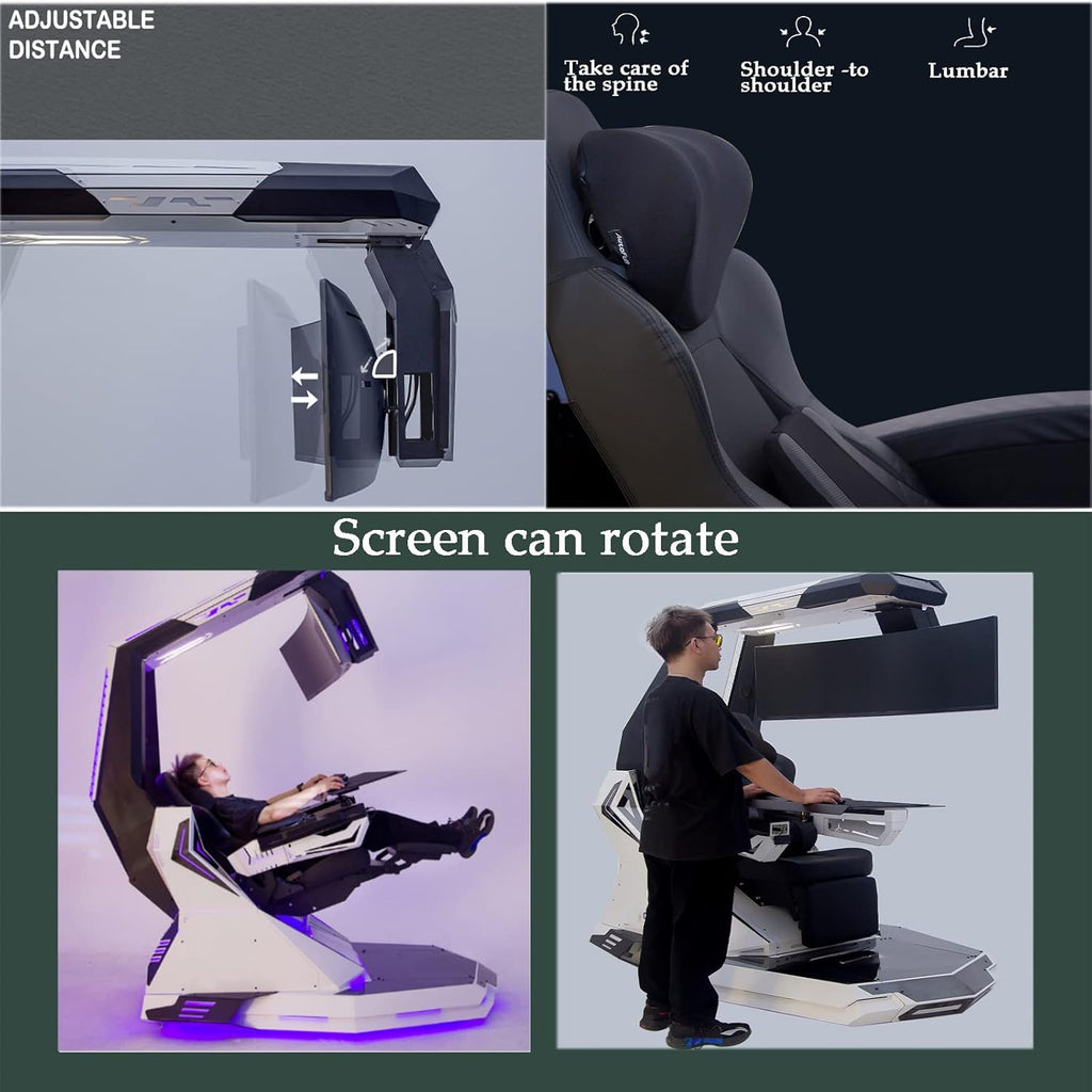 Ergonomic Game Chair with Pedals and Massage T8890