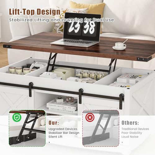 White Lift Top Coffee Table with Storage V3863
