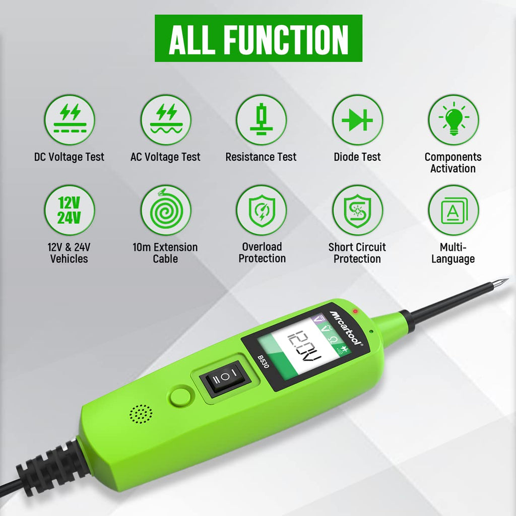 Automotive Power Probe Circuit Tester Kit with LED Display for 12V/24V Vehicles Pack of 2 S852950