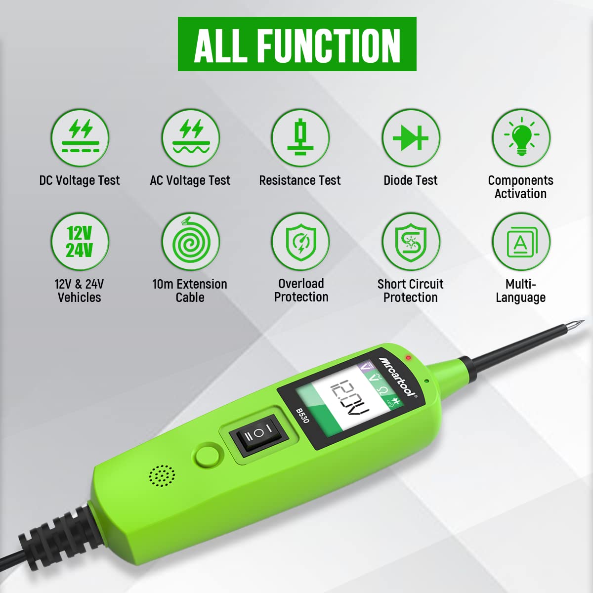 Automotive Power Probe Circuit Tester Kit with LED Display for 12V/24V Vehicles Pack of 2 S852950